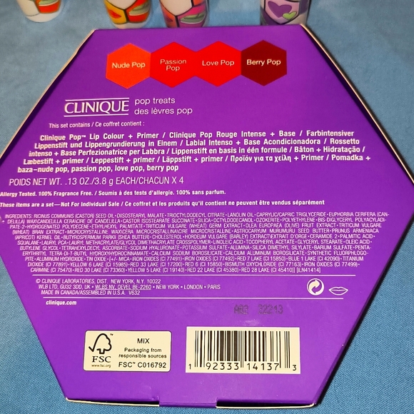 Clinique Lipstick Set of 4 Pop Treats New In Box - Picture 9 of 11
